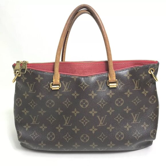 LOUIS VUITTON M41175 Monogram Pallas 2WAY Hand Bag MonogramCanvas Brown/Red - Picture 1 of 13